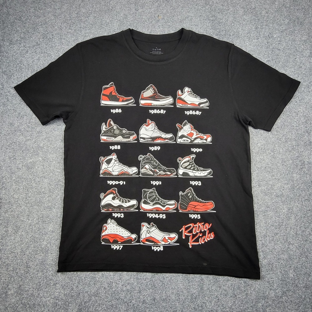 General Standard Retro Kicks Sneaker Graphic Heavyweight T-Shirt Black XL Tee